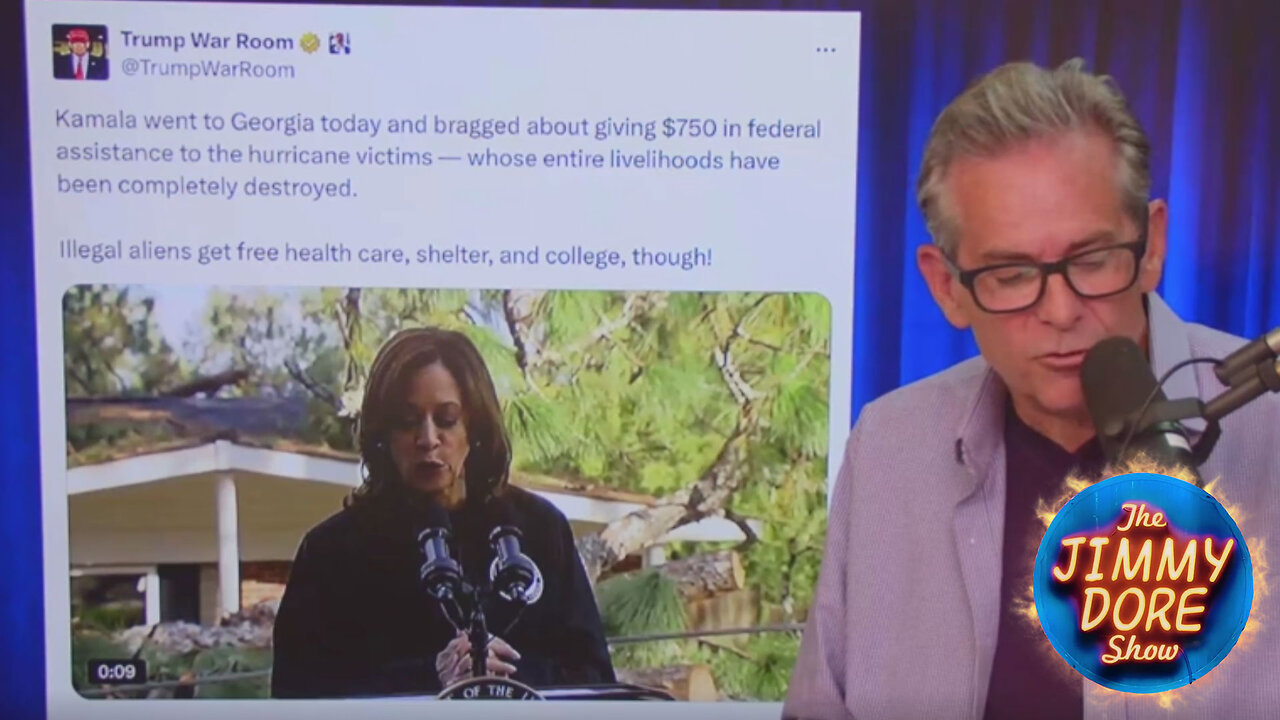 Kamala Harris talks about giving $750 to hurricane survivors▮The Jimmy Dore Show
