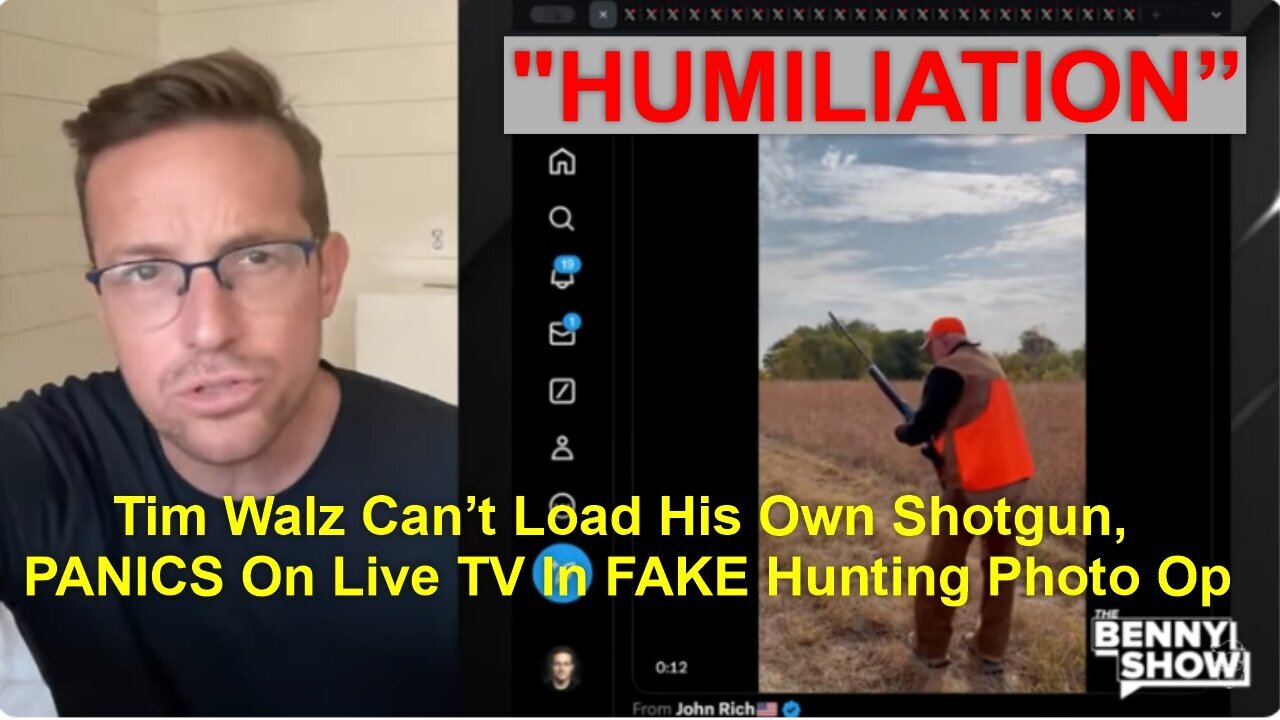 Tim Walz Can’t Load His Own Shotgun, PANICS On Live TV In FAKE Hunting Photo Op!! - 10/13/24