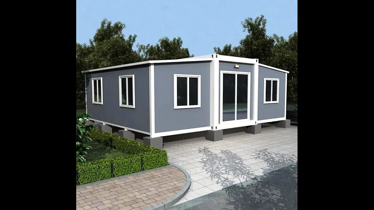 Portable Prefabricated Tiny Home 20x20ft, Mobile Expandable Plastic Prefab House for Hotel, Booth, Office, Guard House, Shop, Villa, Warehouse, Workshop (with Restroom)