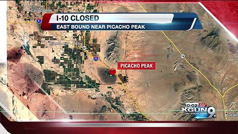 Crash closes eastbound I-10 near Picacho Peak