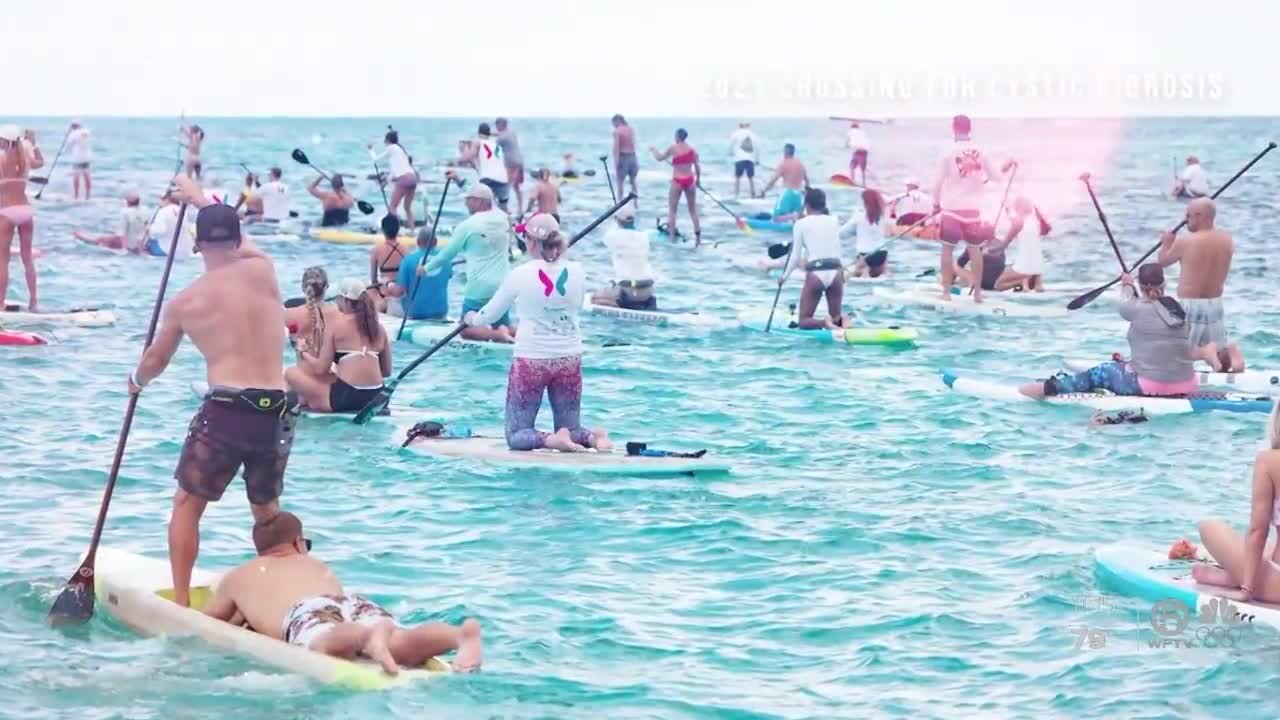 Hundreds of paddleboarders ready for the 2021 Crossing for Cystic Fibrosis