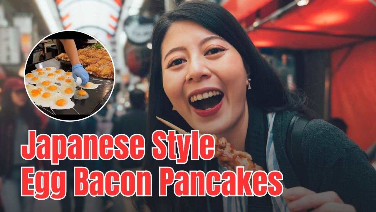 Japanese Style Egg Bacon Pancakes - Japanese Street Food