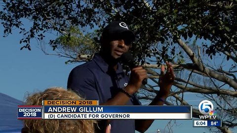 Andrew Gillum campaigns in Riviera Beach on Saturday