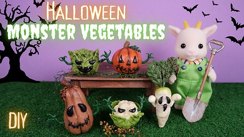 【DIY】Halloween Monster Vegetables/ミニチュア👻おばけ野菜/Sylvanian Families/シルバニアファミリー/Calico Critters/ハロウィンDIY