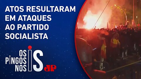 Em protesto violento contra anistia para separatistas, espanhóis promovem pancadaria contra Polícia