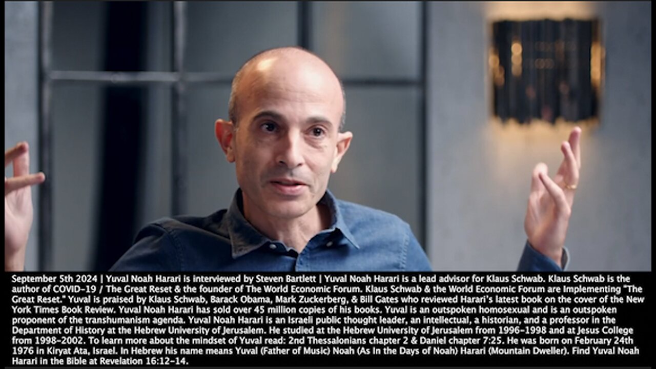 Yuval Noah Harari | "Think About What Artificial Intelligence Will Do to Ownership. Maybe to Own Your House Means That Some A.I. Says You Own It. If the A.I. Says That You Don't Own It, That's It! It's Not Yours!" - 9/5/2024