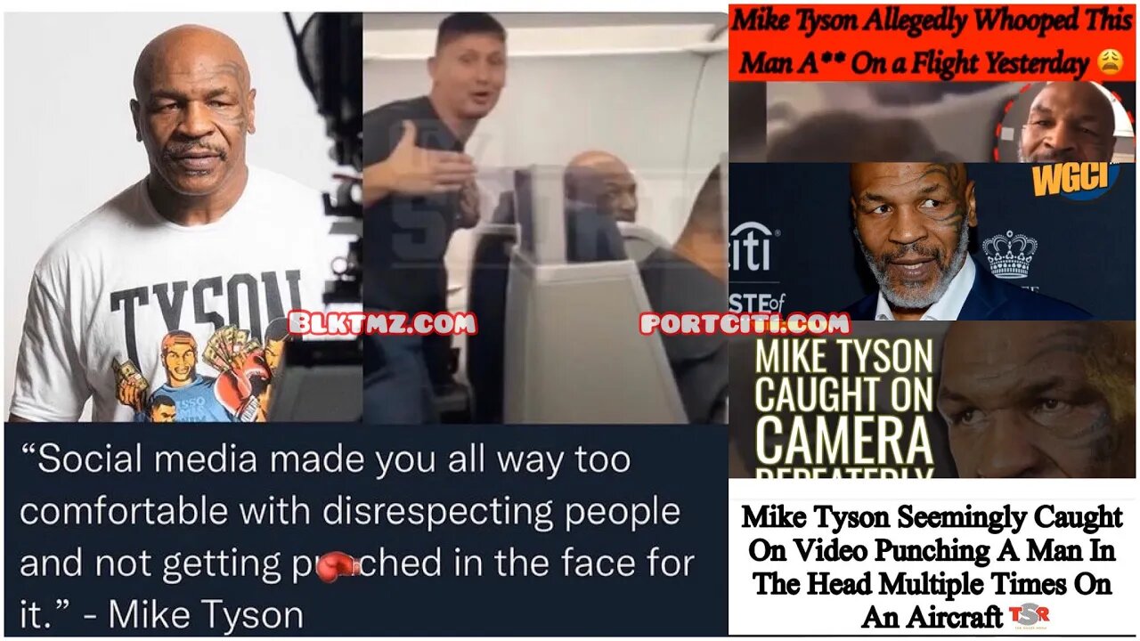 Mike Tyson put hands & feet on a suspected YT supremacist troll who was on the plane provoking him