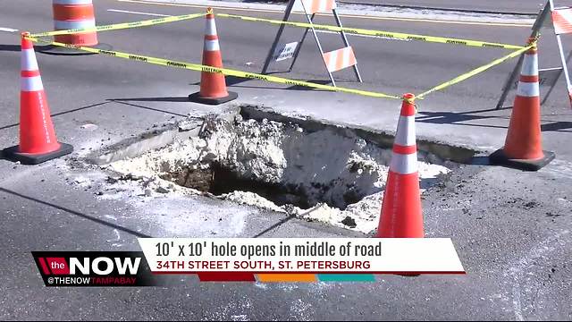 'It could swallow a car!': 10x10-foot depression opens in St. Pete road