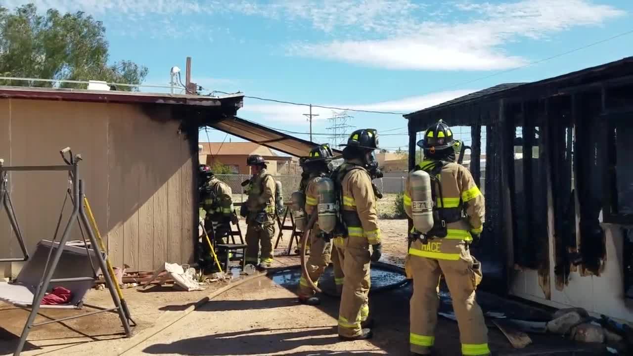 Rural Metro fire crews battle single-wide structure fully engulfed in flames near southside