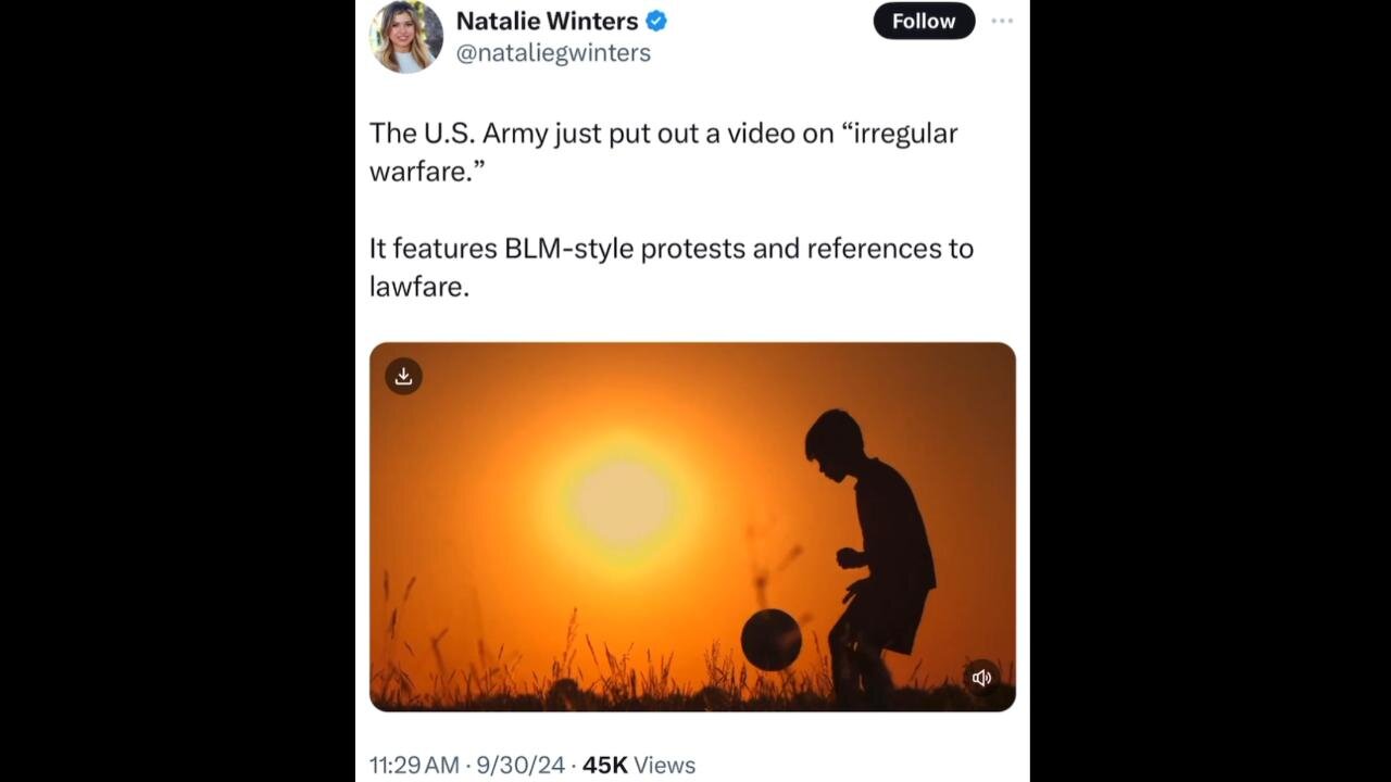 U.S. Army Put Out Video on "IRREGULAR WARFARE" Featuring BLM-style Protests & References to Lawfare