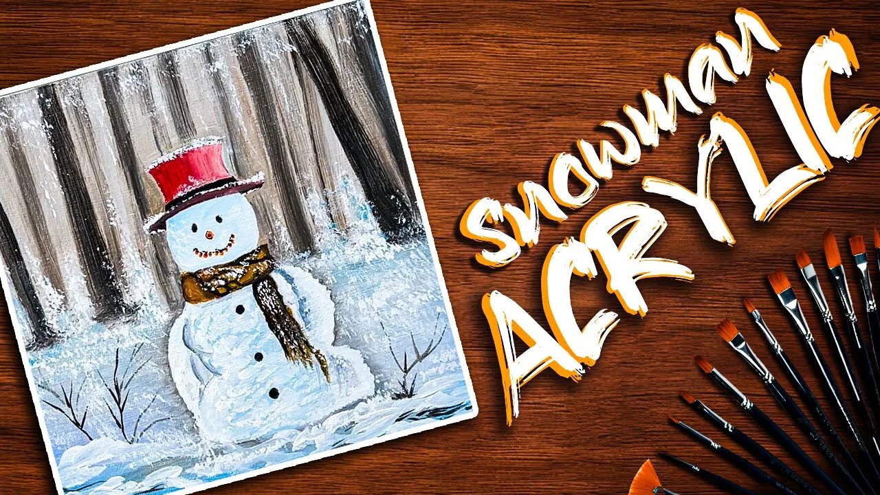 Snowman Acrylic Painting for Beginners | Step-by-Step Tutorial