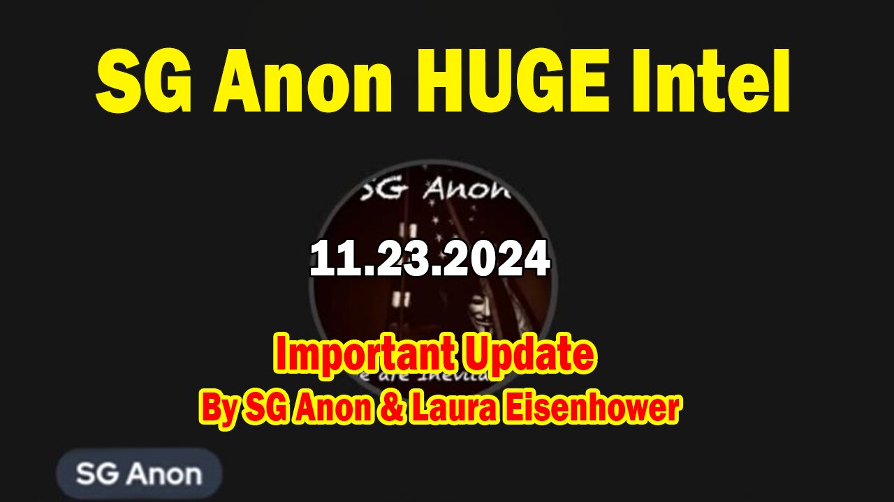 SG Anon HUGE Intel 11.23.24: "Important Update By SG Anon & Laura Eisenhower"