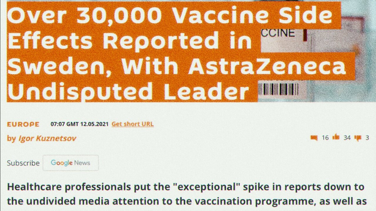 Sputnik Reports: Over 30 000 Vaccine Side Effects Reported In Sweden | 13.05.2021