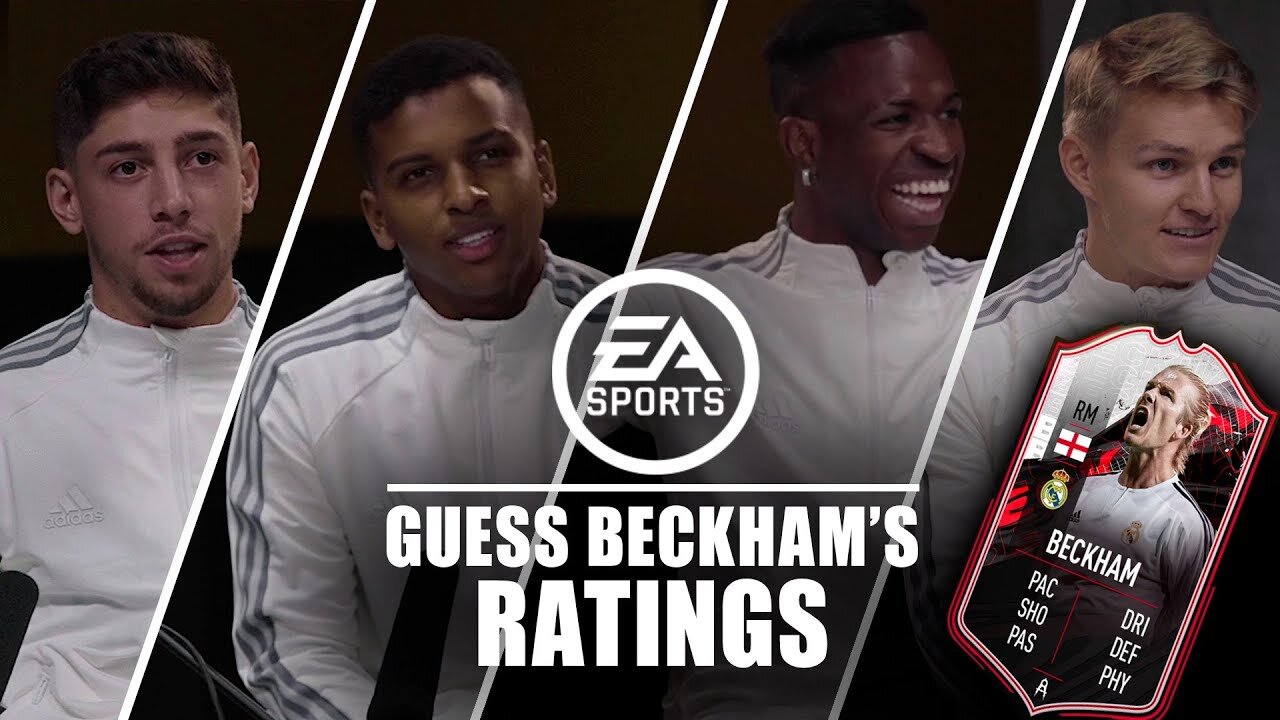 Real Madrid player Ødegaard, Rodrygo, Vinicius Junior & Valverde guess Beckham's FIFA 21 stats!