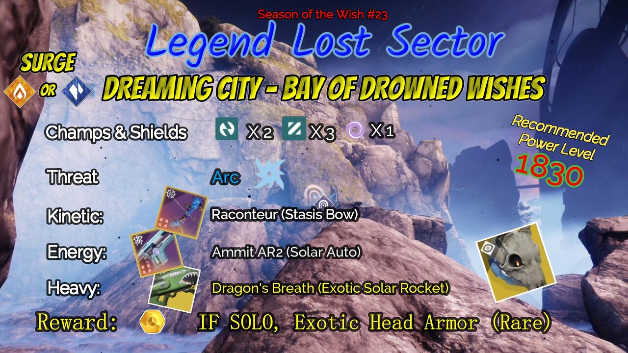 Destiny 2 Legend Lost Sector: Dreaming City - Bay of Drowned Wishes on my Solar Warlock 12-10-23