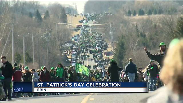 Thousands line highway for Erin's St. Patrick's Day Parade