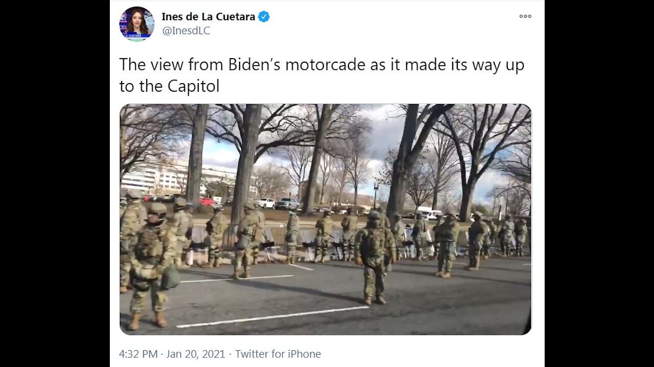 20 janv. 2021 | Vue depuis le cortège de Biden alors qu'il se dirigeait vers le Capitole