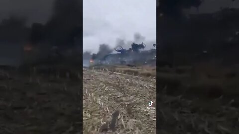 Ukraine War - Burning Russian Vehicles near Sribne, Chernihiv