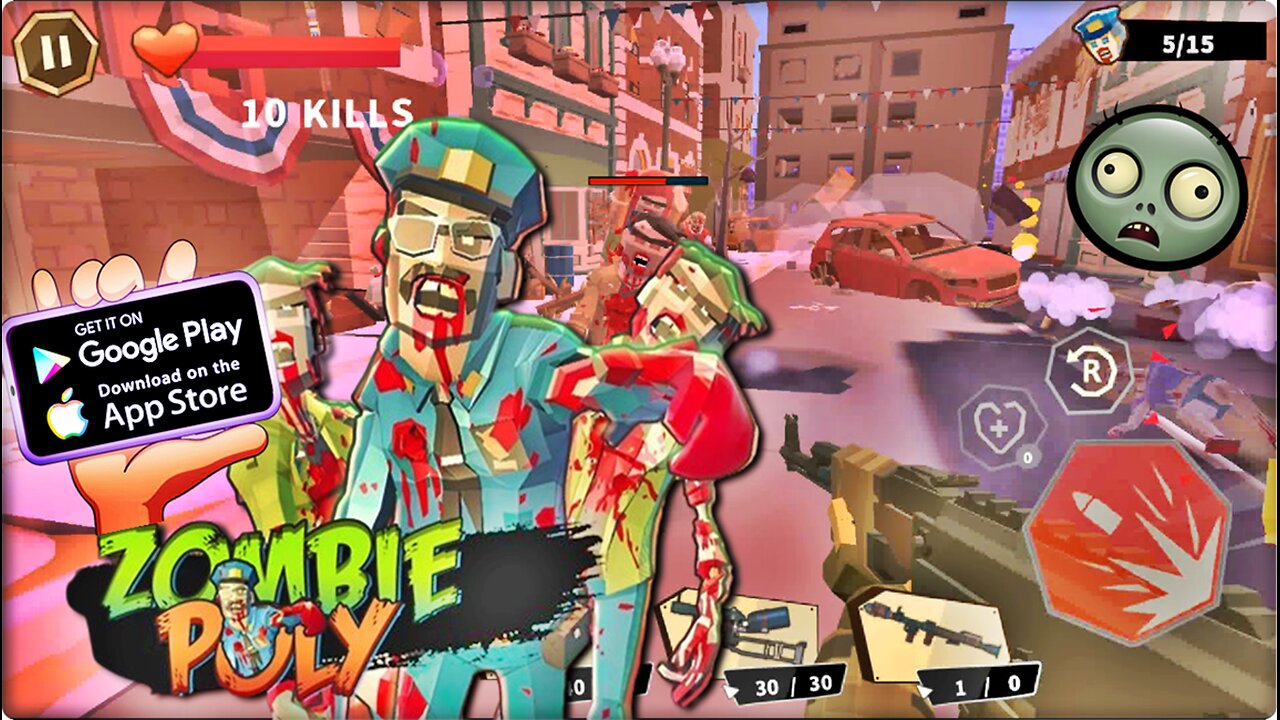 Zombie Poly: Gameplay. Surviving the Undead Apocalypse! (iOS, Android)