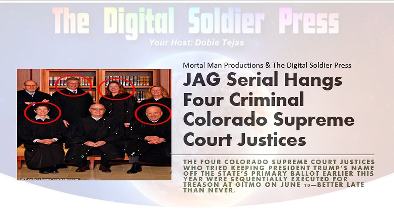 JAG Serial Hangs 4 Criminal Colorado Supreme Court Justices for Treason.