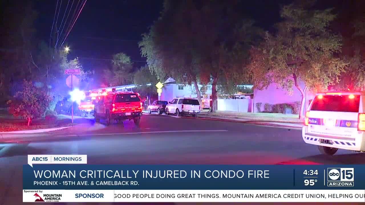 Woman seriously hurt in Phoenix condo fire late Tuesday night