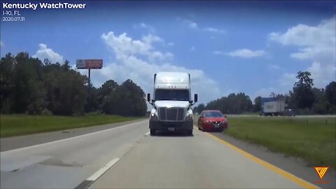 Semi Runs Car off Road for NO Reason 2020.07.31 — I-10, FL