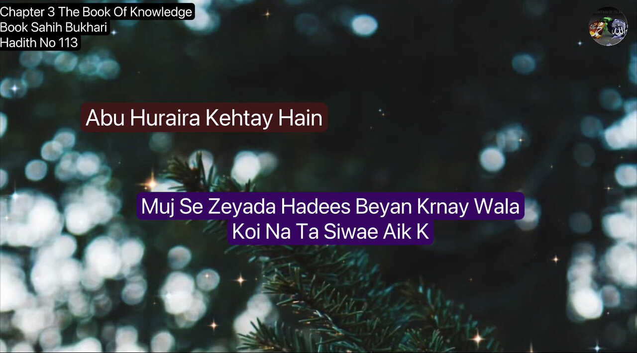 ❤️ Abu Huraira Kehtay Hain,Muj Se Zeyada Hadees Beyan Krnay Wala Koi Na Ta Siwae Aik K, Hadees 113❤️