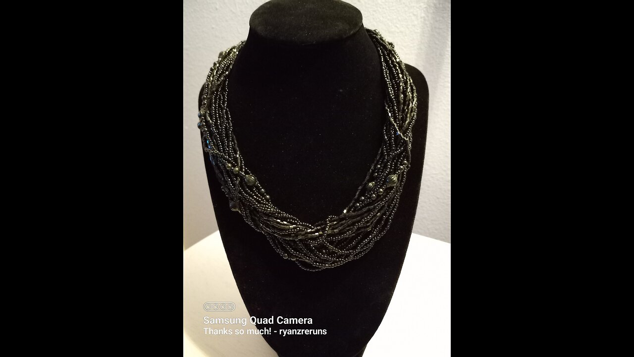 Black Beaded Multi-strand Necklace