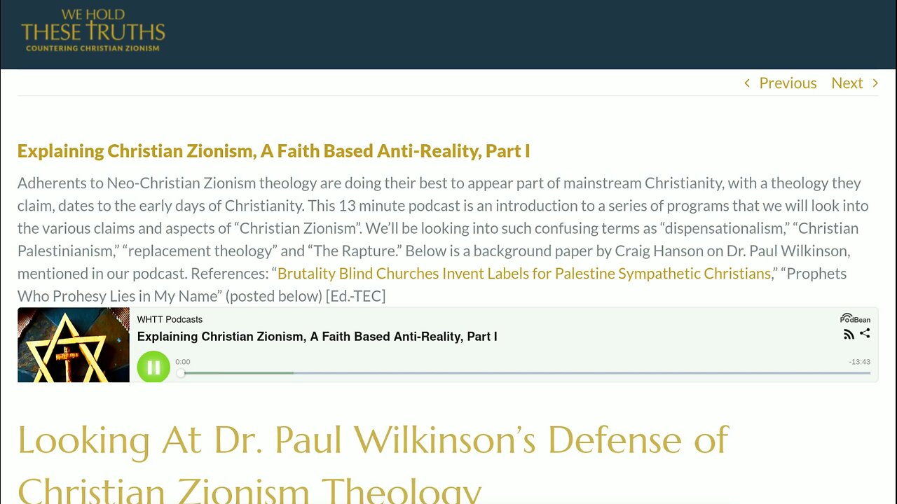 explaining christian zionism - a faith based anti-reality part 1 and 2