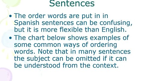 Spanish Sentence Structure