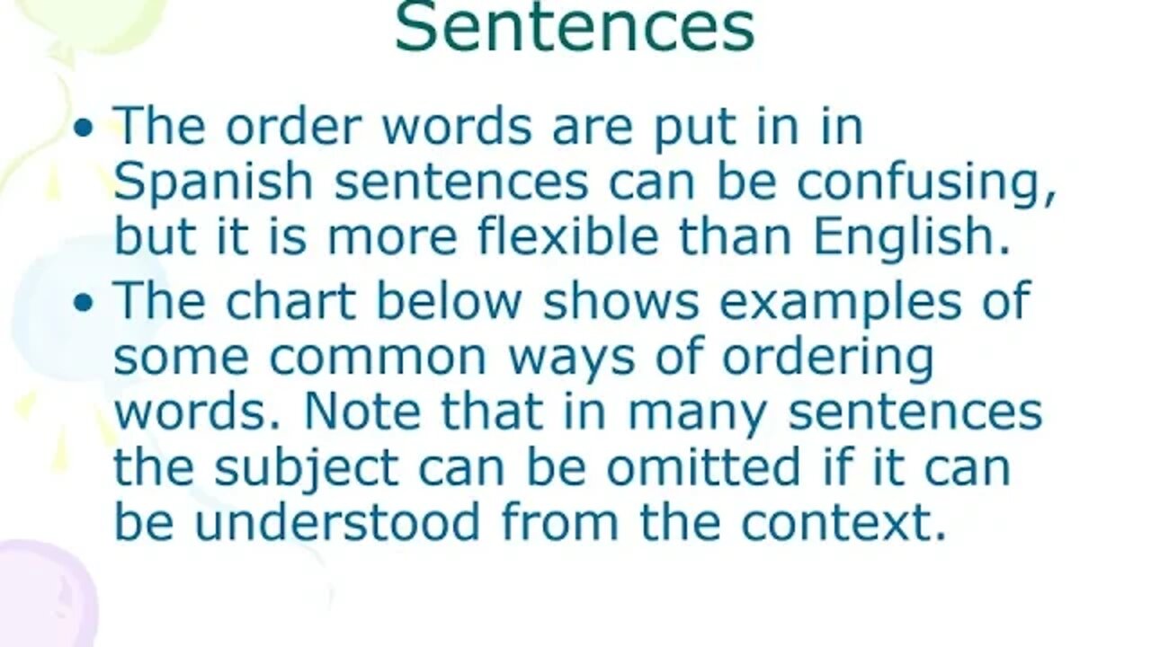 Spanish Sentence Structure