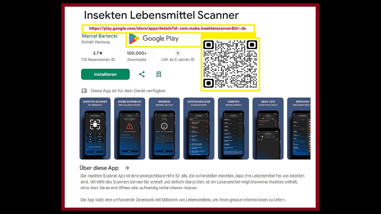 Insekten Lebensmittel Scanner