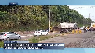 Vale do Aço: Acesso entre Timóteo e Coronel Fabriciano está Liberado após Acidente.