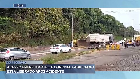 Vale do Aço: Acesso entre Timóteo e Coronel Fabriciano está Liberado após Acidente.