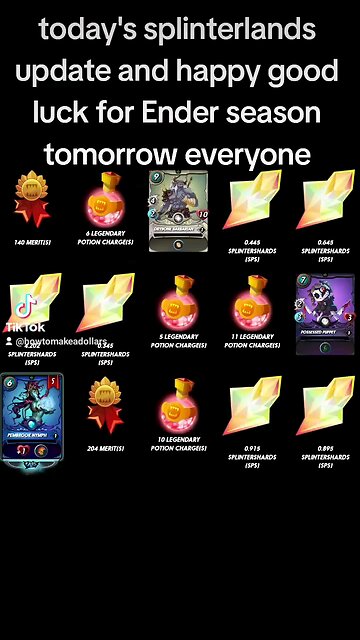 py good luck for Ender season tomorrow everyone 😀 #sps #chest #rewards #crypto #splinterlands