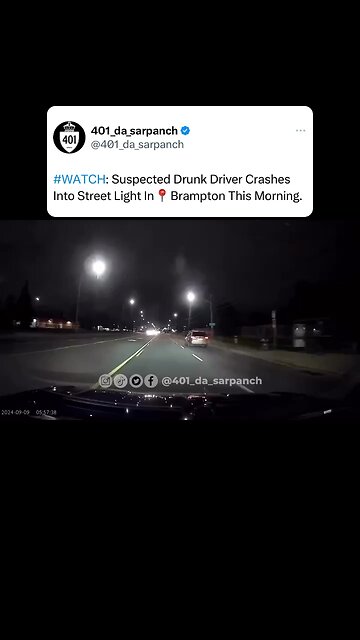Drunk driver crashes into light pole