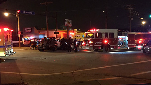 2 people trapped inside a vehicle following crash with tow truck at Harvard Avenue, Jennings Road