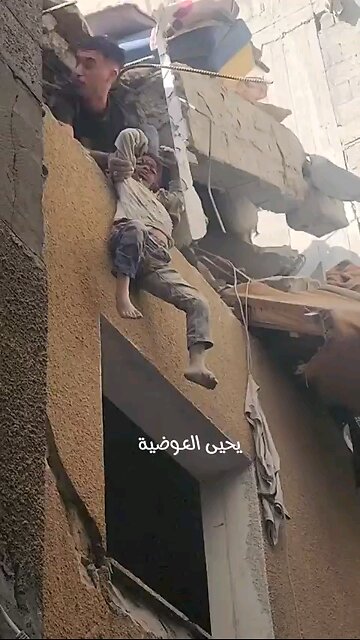 After more than 4 hours of searching, a girl was rescued from a house following an airstrike by the