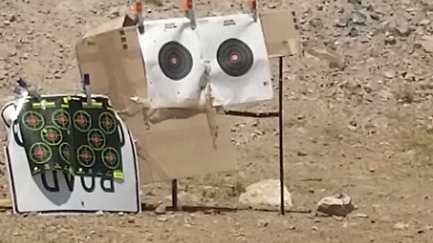 shooting Matt's new 45. two 9.mm and geoffs 45.