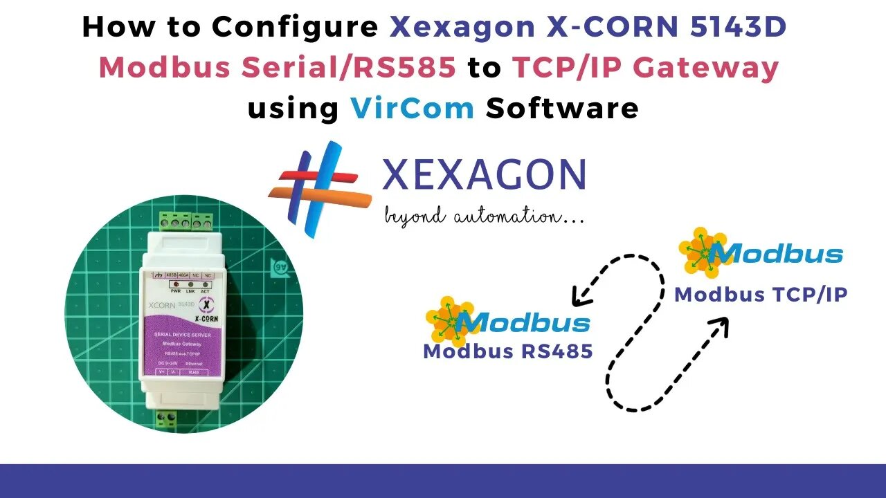 How to Configure Xexagon X-Corn 5143D Modbus Serial to TCP Gateway using VirCom Software | IIoT |