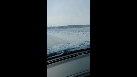 Beautiful misty frozen lake