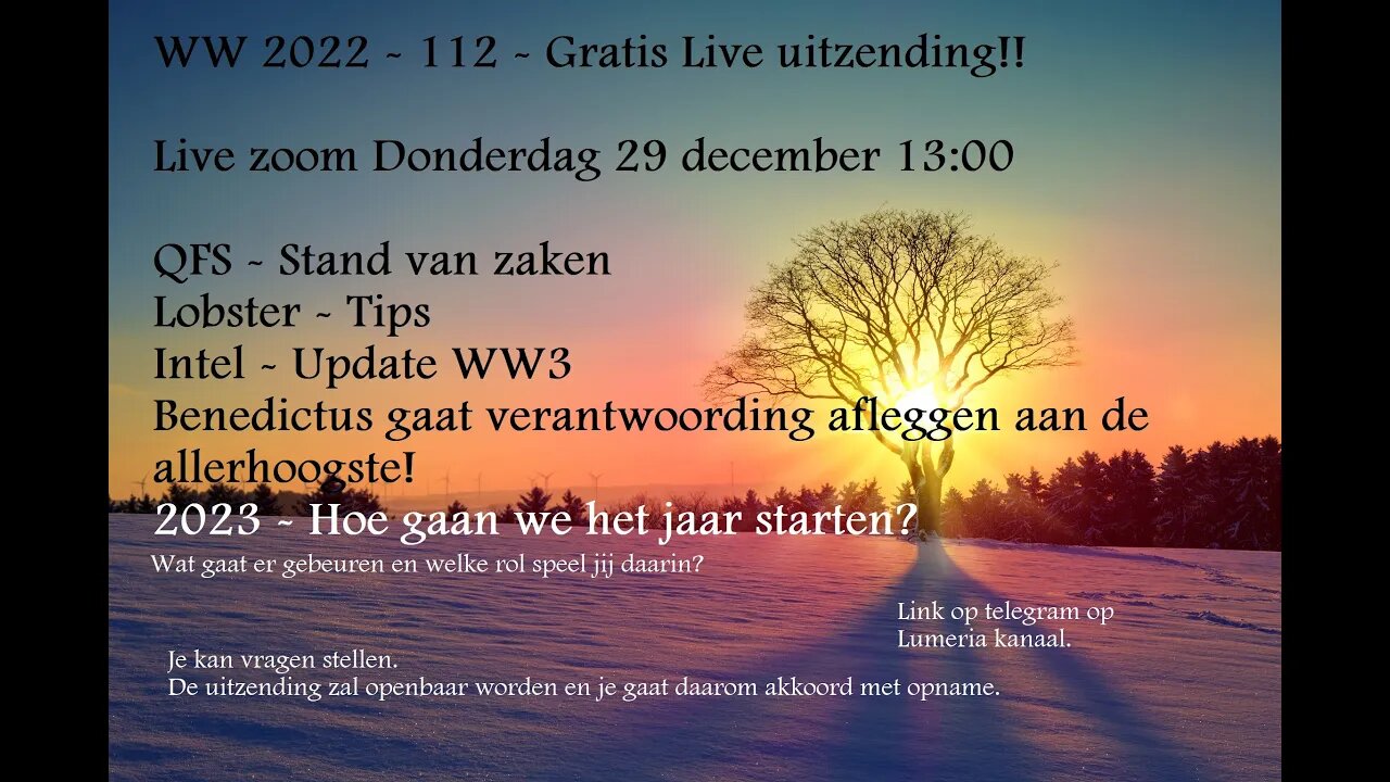 WG 2022 - 112 - Vooruitblik 2023 - QFS - Lobstr - intel - Benedictus ontmoet God?