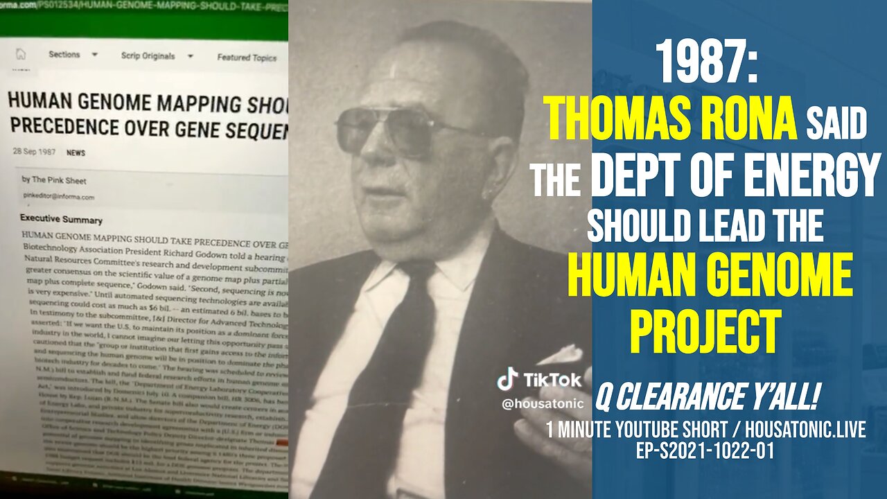 Thomas Rona said the Dept of Energy should lead Human Genome Project (1987) Q clearance Short