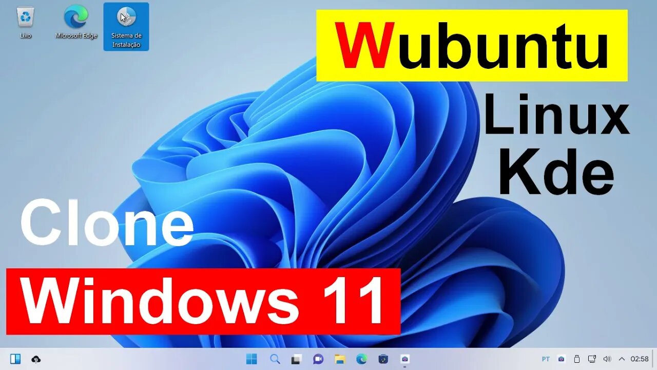 Sistema operacional Wubuntu. Interface do Windows 11 no Ubuntu Linux. Com Interface Kde Plasma