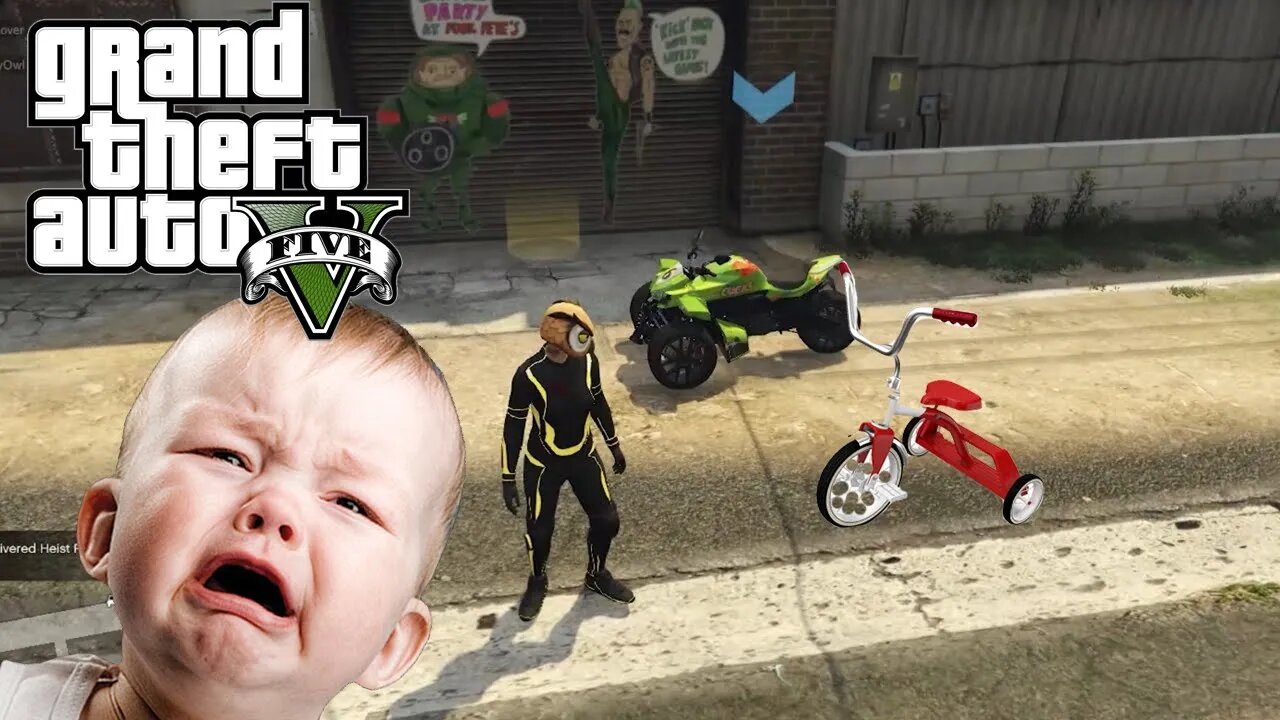 GTA Online Heist Funny Moment #2 - Stealing A Tricycle From A Baby