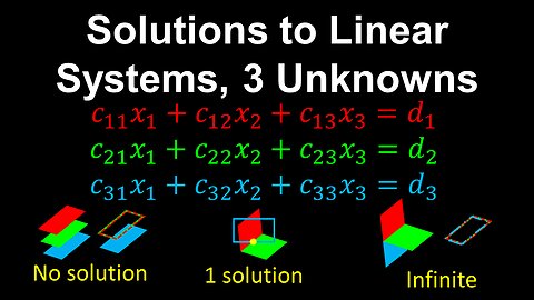 Solutions to Linear Systems with Three Unknowns - Linear Algebra