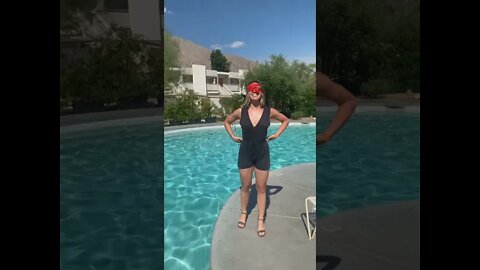 WHEN SHE FELL IN THE POOL with her heels on …… OUPS