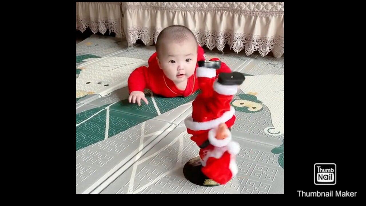 cute baby christmas toy play.part 11. funny video