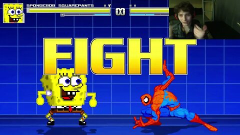 SpongeBob SquarePants VS Spider Man In An Epic Battle In The MUGEN Video Game With Live Commentary