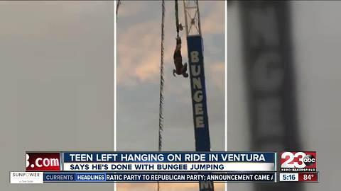 Teenager left hanging upside down after ride malfunction says he's done bungee jumping